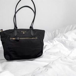 Michael Kors Black Nylon Tote Bag Gold Hardware